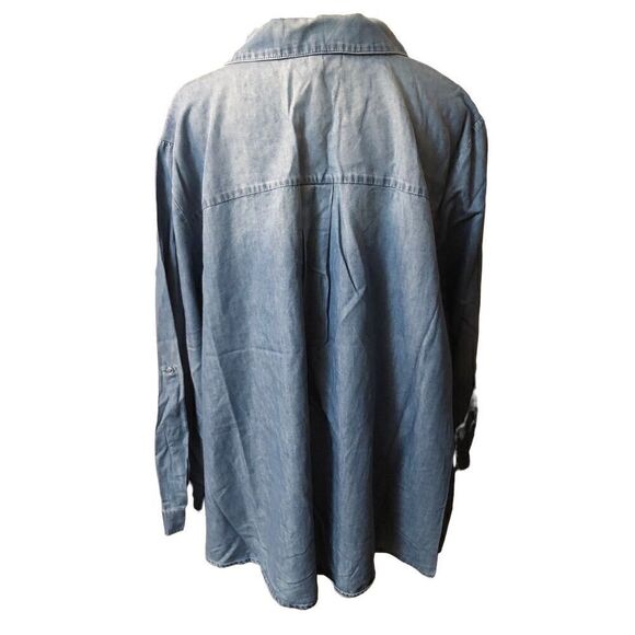 Lane Bryant chambray long sleeve blouse cotton Lyocell blend size 26/28 - Picture 6 of 10